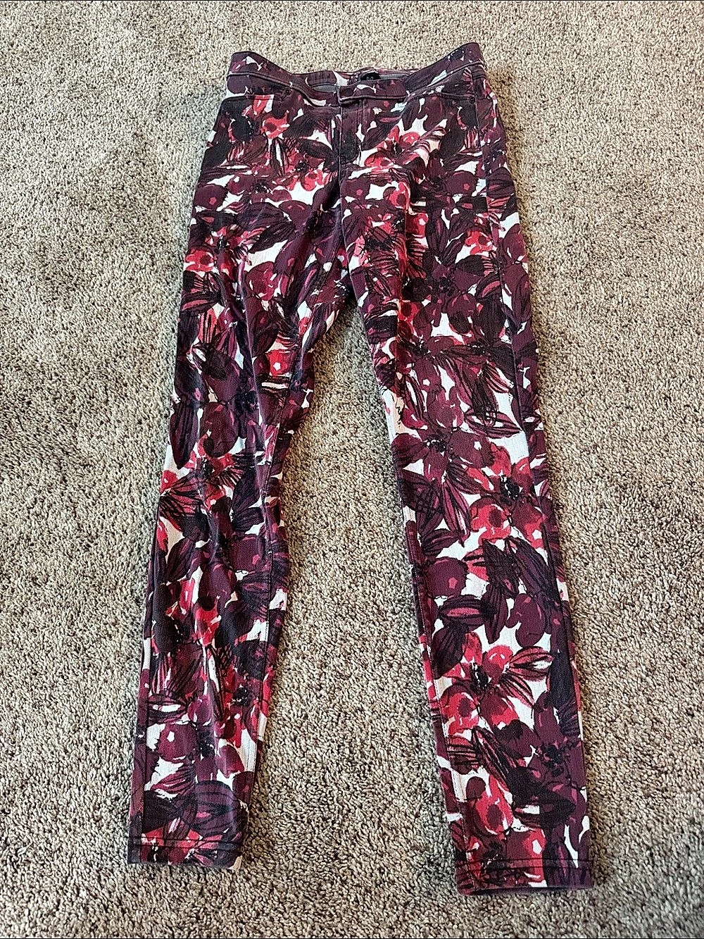 HUE Fall Blossom leggings Purple & Red Size Medium